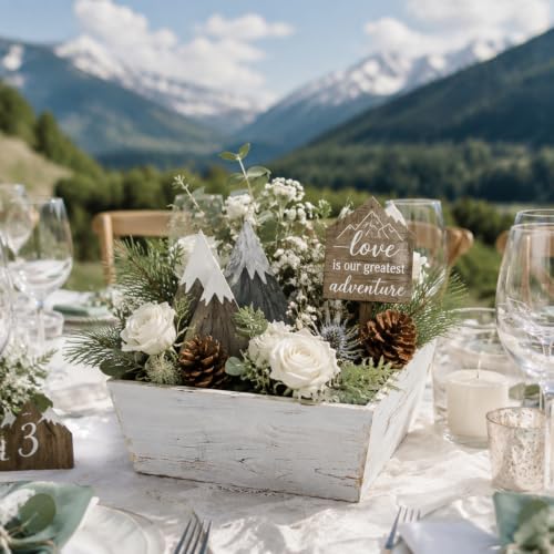 Dandat 4 Set 6 Inch Wooden Flower Box Rustic Table Centerpieces,White - Image 4