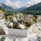 Dandat 4 Set 8 Inch Wooden Flower Box Rustic Table Centerpieces,White - Image 4