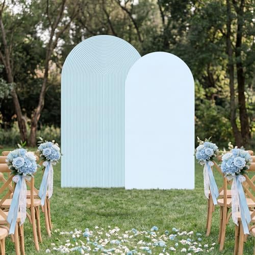 2 Set Wedding Arch Cover Blue Ripple & Solid Color Stretchy Backdrop Cover - Image 4