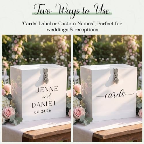 Novabright 10" Wedding Acrylic Card Box, White, Elegant Style - Image 7