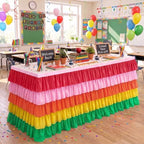 Rainbow Table Skirt 9ft Colorful Tutu Tablecloth for Rectangle Table Birthday Uincorn Indian Party Christmas Decoration by HBBMAGIC