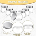 Tanlade 60 Pcs 3 oz Clear Plastic Mini Mason Jars with Lids, Silver - Image 3