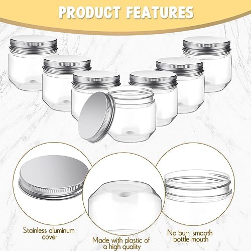 Tanlade 60 Pcs 3 oz Clear Plastic Mini Mason Jars with Lids, Silver - Image 3