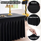 Spandex Tablecloth 6FT Rectangle Table Cover 4 Pack Black Wrinkle-Free - Image 3