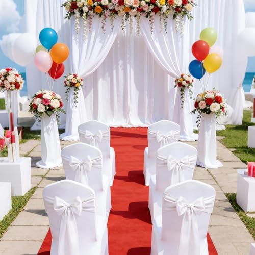 25 Pcs White Chair Sashes, Wedding Bow Decor 108in x 7in, Polyester Fabric Sash Ties for Banquet Seating, Folding Chairs, Reception Aisle, Party Decorations - Image 6