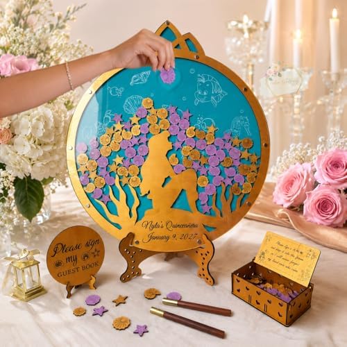 Mermaid Quinceanera Guest Book Alternative, Under the Sea Drop Top Frame - Image 4