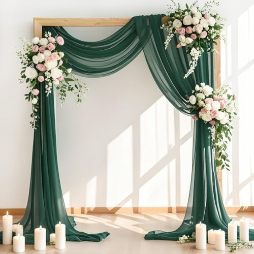 Wedding Arch Draping Fabric 30'' x 18FT Sheer Chiffon Arch Drape Backdrop by LINXTAR