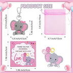 50 Sets Baptism Party Return Favors for Guests Pink Elephant Keychains Organza Bags and Thank You Kraft Tags for Elephant Theme Party Favors, Baptism Party Supplies - Image 5