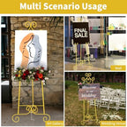 58" H Gold Easel Stand, Adjustable Metal Floor Wedding Sign Display Holder - Image 7