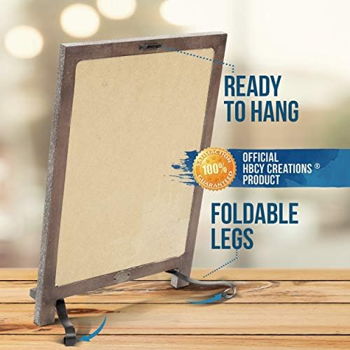 HBCY Creations Rustic Weathered Wooden Tabletop Chalkboard with Legs/Vintage Wedding Table Sign/Small Kitchen Countertop Memo Board/Antique Wooden Frame (12" x 17", 3- Weathered) - Image 3
