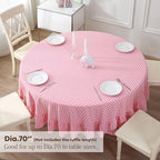 Coral Pink White Gingham Tablecloth Round Dia.70“ - Image 2