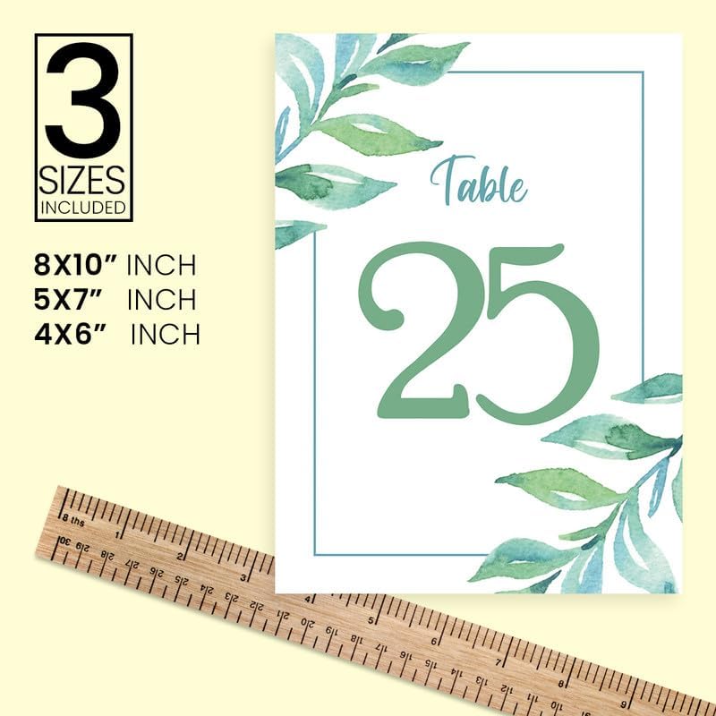 Green Leaf Wedding Table Number Cardss 1-100 Double Sided For Reception Event Party Baby Shower Birthday 4x6 - Image 4