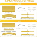 Metal Arch Backdrop Stand, 7.2FT+6FT Wedding Arch Frame, Balloon Arch Backdrop Stand Set of 2, Gold Wedding Arch Backdrop Stand for Wedding Birthday Party Baby Shower Graduation Ceremony Decor - Image 6