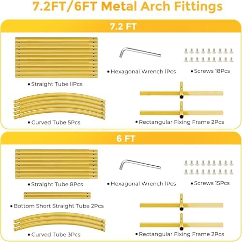 Metal Arch Backdrop Stand, 7.2FT+6FT Wedding Arch Frame, Balloon Arch Backdrop Stand Set of 2, Gold Wedding Arch Backdrop Stand for Wedding Birthday Party Baby Shower Graduation Ceremony Decor - Image 6