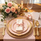 125PCS Pink and Gold Plastic Plates for Weddings Baby Shower Parties - Image 3