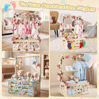Wooden Baby Shower Crate Closet, 16.93In×11.82In×23.82In,Personalized Baby Gift Basket with Adjustable Handle, Unique Newborn Gift for Boys & Girls, Baptism,Birthday - Image 2