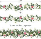 TOCHGREEN 2 Pack Artificial Eucalyptus Flower Garland with Pink White Roses - Image 5