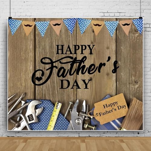 15x8ft Fathers Day Backdrop Brown Wall Wooden Fathers Day Backdrops for Photography Repair Tools Father's Day Photo Background I Love Dad Gender Reveal Newborn Party Banner Photo Booth - Image 2