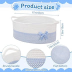 Colingmill Large Woven Gift Basket Empty 17”x13”x7.6” Jumbo Storage Basket with Gift Bag Ribbon and Tulle Gifts Card Paper Filler for Wedding DIY Baby Toy Baskets with Handles(Blue,Stripe) - Image 2