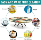 Vintage Checkered Pattern Print Oval Tablecloths Stain Resistant Oilproof Elastic for Mother's Day Father's Day Valentine's Day Fits for 52" x 70" Oval Table - Image 3