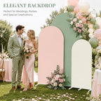 FYSUIMU 3 Pcs Pastel Arch Backdrop Covers Pink Sage Green Cream Stretchy Spandex Arch Stand Fabric Cover for Wedding Baby Bridal Shower Birthday Party Photo Booth Decoration (4ft/5ft/6ft) - Image 7