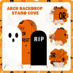 3 Pcs (6ft/5ft/4ft) Halloween Arch Backdrop Trick or Treat Decor Spider Ghost Backdrop for Halloween Parties Patio Decor Reusable Halloween Party Photo Backdrop (4 5 6 FT Halloween) - Image 3
