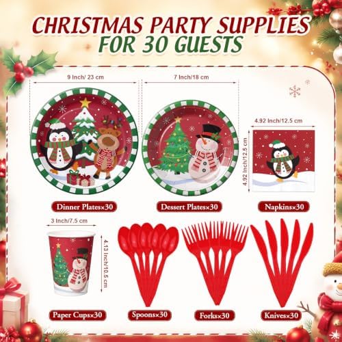 Honeydak 210 Pcs Christmas Plates and Napkins Party Supplies - Image 3