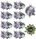 BLOSMON Purple Flowers Artificial for Decoration: 10 Pieces 9.5 Inch Fake Flower Ball Centerpieces for Wedding Tables - Lilac White Rose Lavender Fake Silk Kissing Floral Arrangements by Blosmon