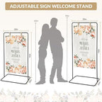 Garvee Wedding Welcome Sign Stand, 50/68 in Adjustable Metal Wedding Sigh Holder with 4 Faux Leather Straps, Hanging Sign Stand for Display Party Baby Shower, Black - Image 2