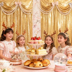Gold Sequin Backdrop Curtain Drapes - Glitter Gold Curtains 6 Pieces 2x8ft - Image 2