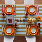 Tudomro Striped Tablecloth, Rectangle, Olive Green, Light Blue, 84'' X 60'' - Image 5