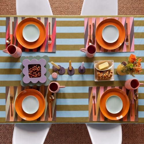 Tudomro Striped Tablecloth, Rectangle, Olive Green, Light Blue, 84'' X 60'' - Image 5