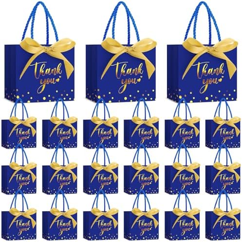 Jetec 45 Pcs Mini Thank You Gift Bag with Handle, Royalblue/gold by Jetec