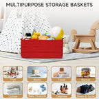 3 Pack Storage Baskets for Organizing, 13.7×9.5×6.3", Red - Image 5