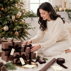 Matte Brown Christmas Kraft Wrapping Paper 45 ft Velvet Ribbon 12 Gift Tags - Image 7