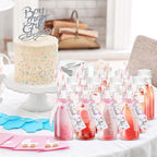 Tanlade 25 Set 8 oz Plastic Milk Bottles with Straws and Lids with Drink Me Tags and Ribbon for Tea Party Wedding Favor Baby Shower Gender Reveal Drink Gift - Image 4