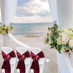 Burgundy Satin Chair Sashes Bows for Chair,7x108inchs,50pcs - Image 2