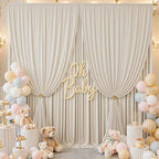 10×12ft Wrinkle Free Beige Backdrop Curtain for Wedding Parties-2 Panels 5×12ft Long Soft Silky Polyester Backdrop Drapes Photo Back Drop Curtains for Party Photography Background Cloth - Image 6
