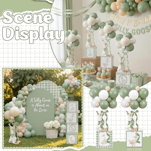 6 Sets Sage Green Silly Goose Birthday Decoration 15.7 Inch Soft Silly Goose Table Centerpiece Stuffed Animals with Balloon Boxes Hat Geese Plushies Table Decor for Birthday Party Favors - Image 5