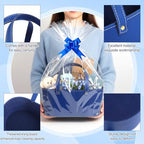 Wonderjune Empty Baskets for Gift Leather Thanksgiving Gift Bags, Blue - Image 3