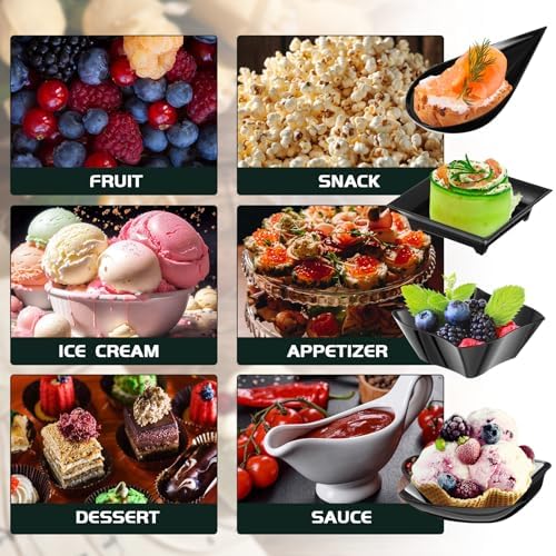 Tessco for you 800 Pcs Mini Appetizer Plates Classic Style Black - Image 5