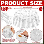 Ganeen 12 Pcs White Snowflake Round Tablecloth 84 Inch Plastic Christmas - Image 2