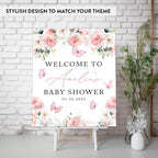 Andaz Press Butterfly Baby Shower Decorations - 16x20-Inch "A Little Butterfly Is On Her Way" Personalized Sign, Peach Florals Welcome To Baby Shower Guest Book Alternative - Image 3