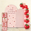 2 Pcs A Berry Sweet Baby is ON The Way Arch Backdrop Covers,Set of 2(5FT/4FT) Pink Ripple Strawberry Theme Arch Fabric Cover for Girls Birthday Baby Shower Party Decoration by agogos
