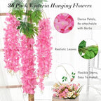 Waipfaru 36 Pack Wisteria Hanging Flowers, 3.6 Feet/Pcs Pink Wisteria Artificial Flowers, Fake Flowers Garland, Hanging Vines for Bedroom Wedding Home Party Wall Decoration - Image 3