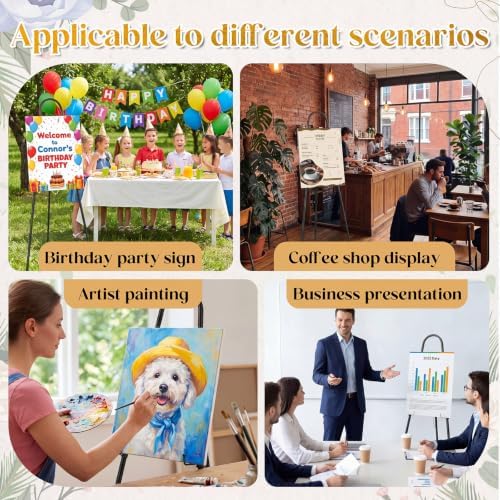 42"-63" Adjustable Black Easel Stand for Sign Heavy Duty Metal Easel with 4 Display Modes 360° Rotating Hooks 4-tier Adjustable Display Stand for Wedding Welcome Sign, Art, Poster, Picture(Classic) - Image 6