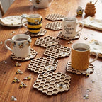 24 Sets Bee Party Favor Honeycomb Wood Coaster Set with Charm - Image 6