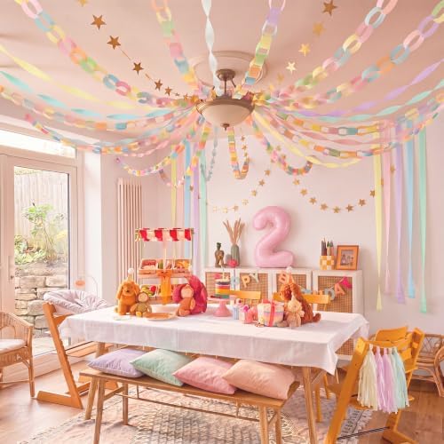 TaoBary Pastel Party Decorations 1200 Sheet Paper Chain, Pastels, Same Size - Image 3