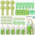 62Pcs Baby Shower Prizes for Guest Winners Handheld Fan Party Favor Set Thank You Gift with Plastic Tumbler,Notebooks,Hair Claw Gift Bags for Party Game Wedding Bridal Shower Favors (Green, 6 Sets) by Rigibright