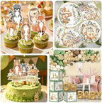Woodland Baby Shower Decorations,260pcs Woodland Animals Baby Shower Decorations With Plates and Napkins Cups Tablecloth Backdrop Balloon Arch Cake Toppers for Woodland Creatures Baby Shower Supplies - Image 5